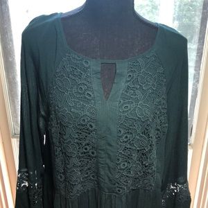 Dresses - Hunter Green Peasant Style Dress Dresses - Hunter Green Peasant Style Dress